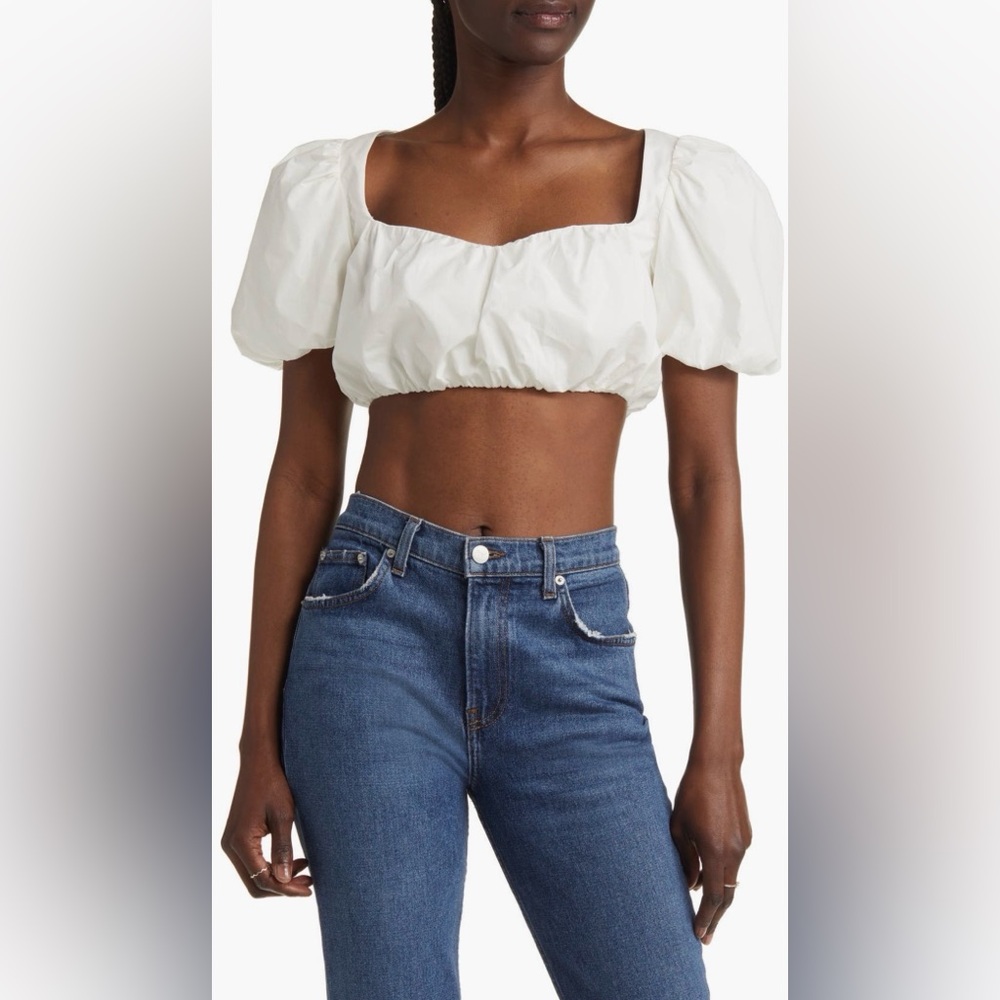 & Other Stories Cream Puff Sleeve Crop Blouse – Size 4